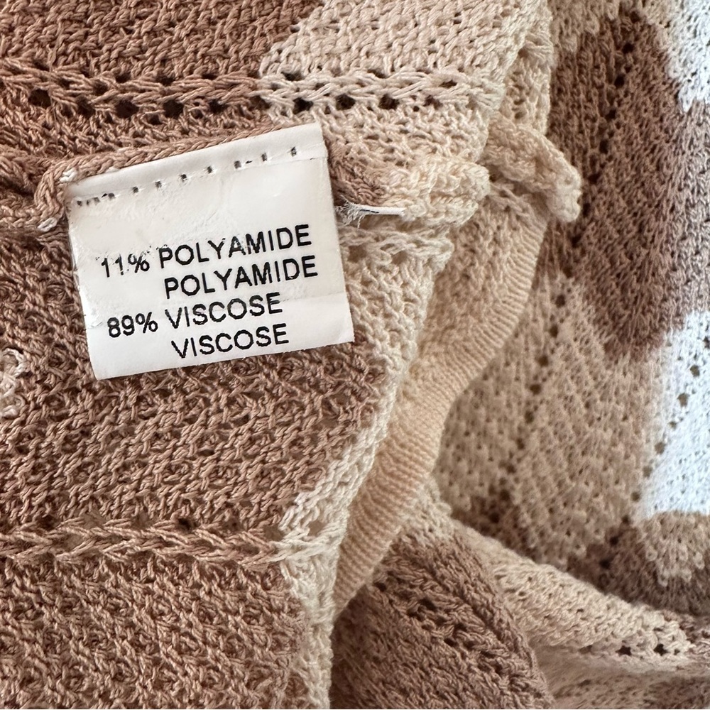 Anna Kay. Crochet Striped Brown Tan and Cream Women Sweater Dress Small - Picture 6 of 6